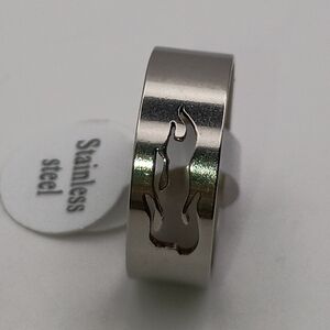 Unisex Stainless Steel Flame Ring Size 18